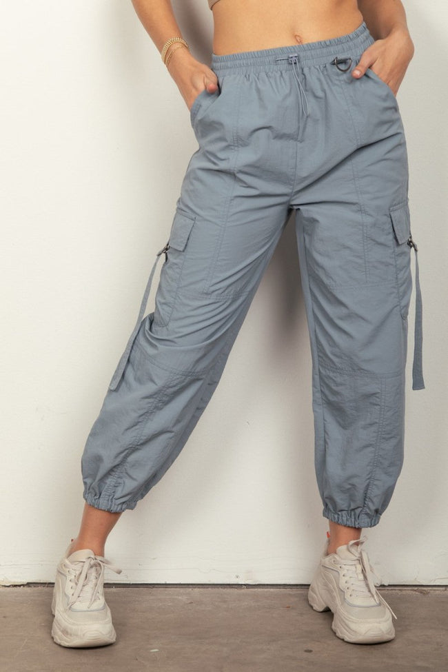 VERY J Elastic Waist Woven Cargo Pants - Luxe Shopping