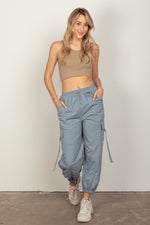 VERY J Elastic Waist Woven Cargo Pants - Luxe Shopping