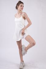 VERY J Mesh Detail Tennis Mini Active Dress with Shorts Inside - Luxe Shopping