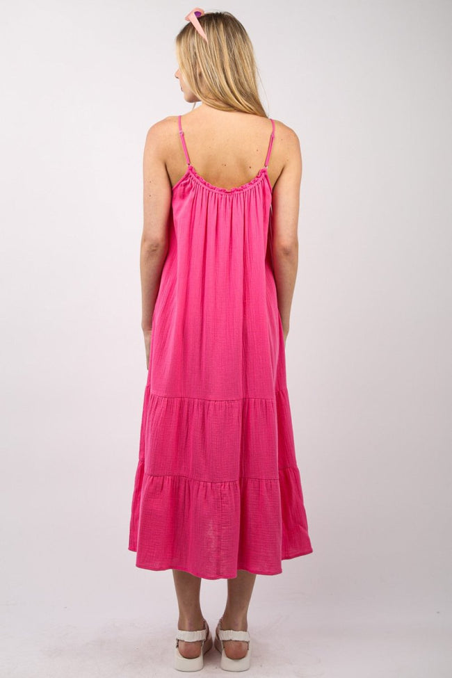 VERY J Ruffled A - Line Midi Cami Dress - Luxe Shopping