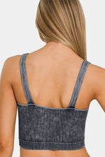 Zenana Washed Ribbed Cropped V - Neck Tank - Luxe Shopping