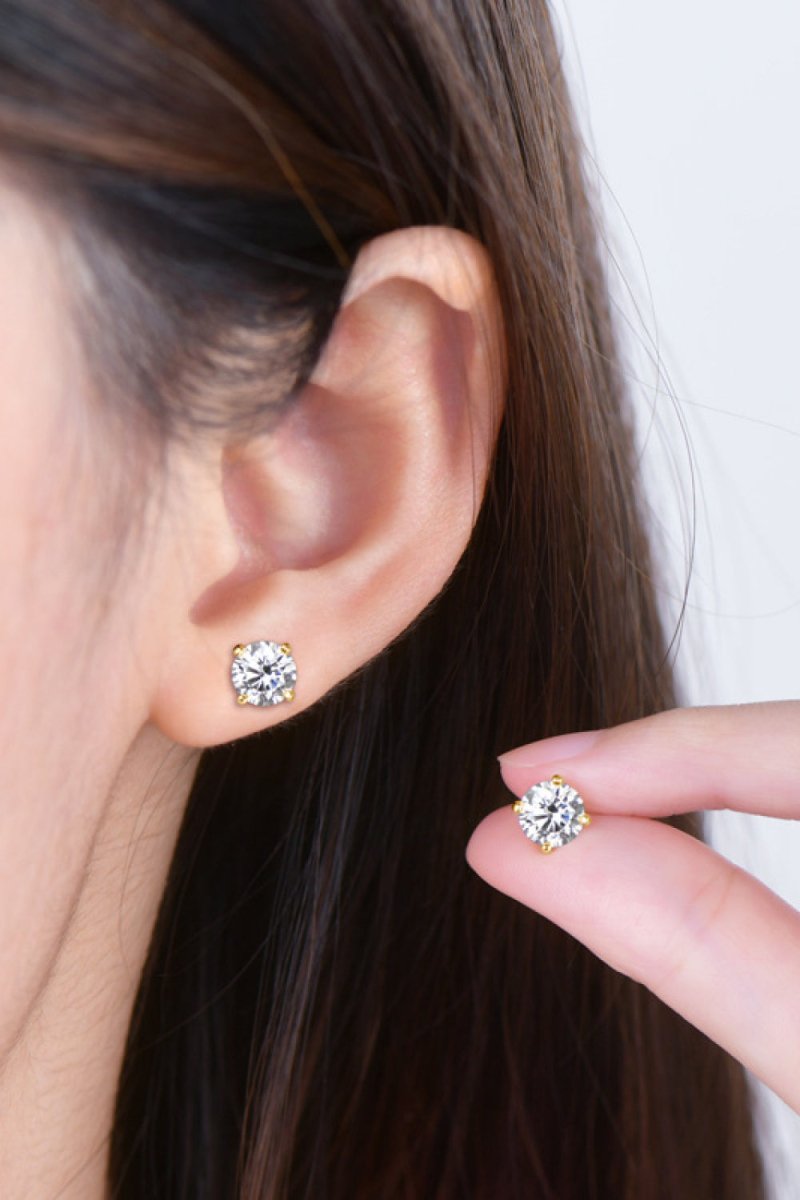 1 Carat Moissanite Stud Earrings - 3 Colors - Luxe Shopping