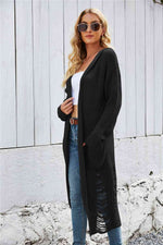 Open Front Long Sleeve Hooded Cardigan - 2 Colors