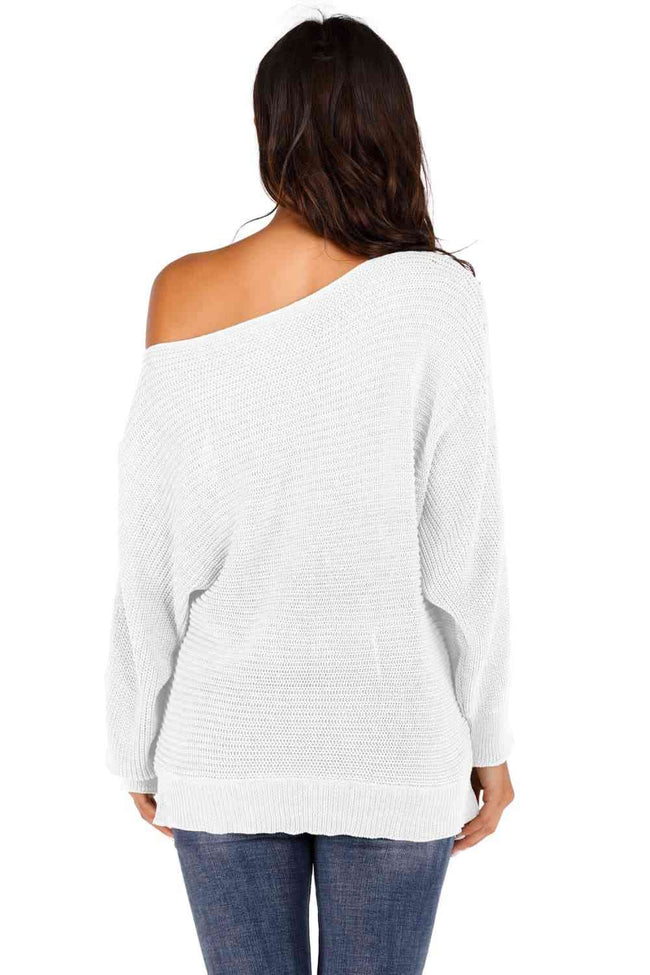 One Shoulder Dolman Sleeve Sweater - 2 Colors