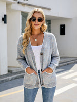 Button Down V-Neck Cardigan with Pockets - Luxe Shopping