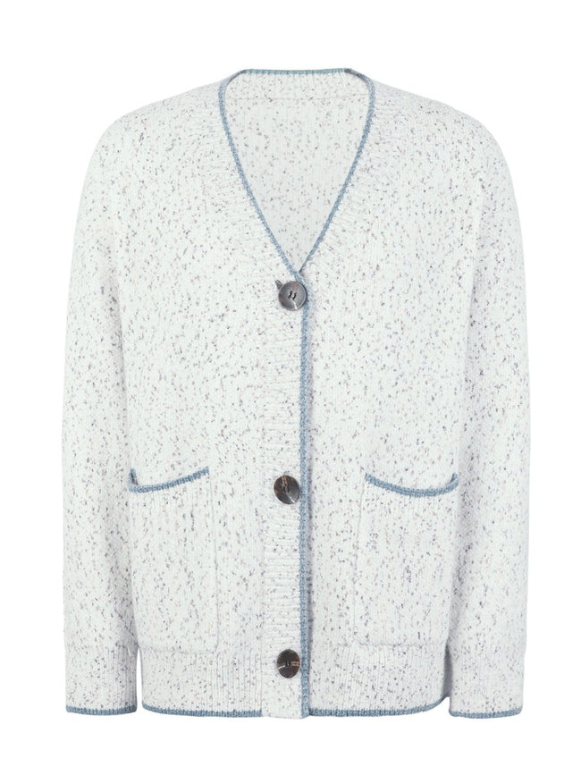 Button Down V-Neck Cardigan with Pockets - Luxe Shopping