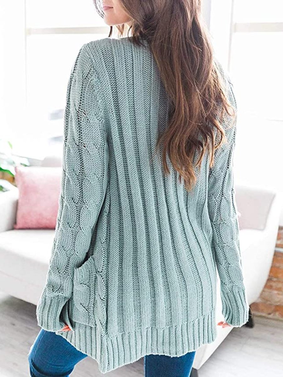 Cable-Knit Buttoned Cardigan with Pockets - 7 Colors - Luxe Shopping