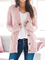 Cable-Knit Buttoned Cardigan with Pockets - 7 Colors - Luxe Shopping