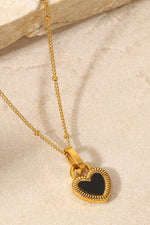 Contrast Heart Pendant Necklace - Luxe Shopping