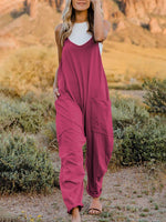 Double Take Full Size Sleeveless V-Neck Pocketed Jumpsuit - 2 Colors - Luxe Shopping