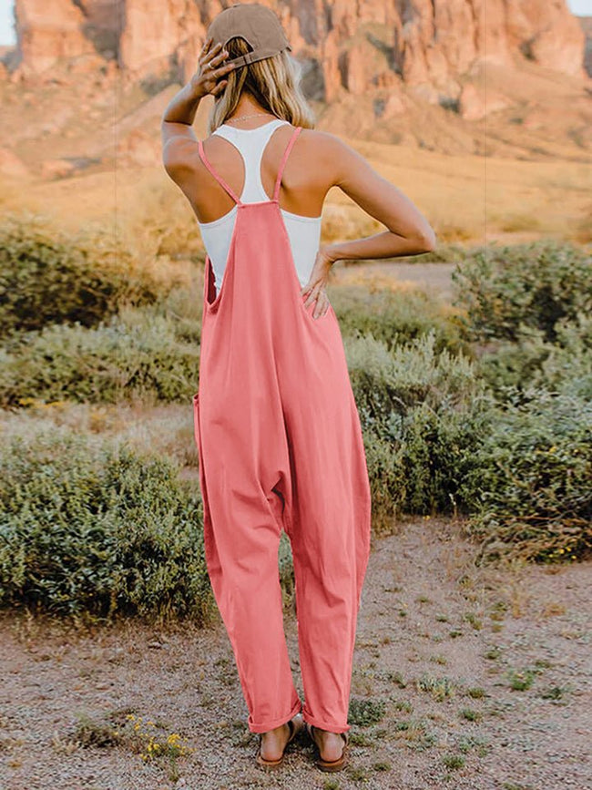 Double Take Full Size Sleeveless V-Neck Pocketed Jumpsuit - 2 Colors - Luxe Shopping