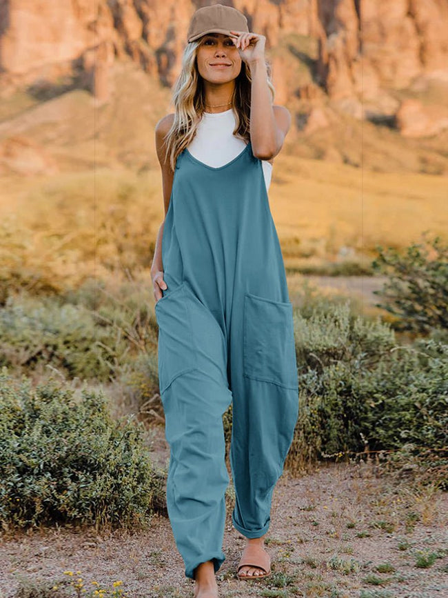 Double Take V-Neck Sleeveless Jumpsuit with Pocket - Luxe Shopping