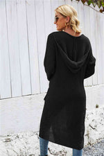 Open Front Long Sleeve Hooded Cardigan - 2 Colors