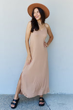 Full Size Cami Side Slit Maxi Dress in Camel - Luxe Shopping