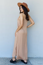 Full Size Cami Side Slit Maxi Dress in Camel - Luxe Shopping