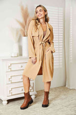 Full Size Tied Trench Coat with Pockets - Luxe Shopping