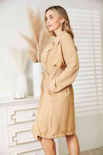 Full Size Tied Trench Coat with Pockets - Luxe Shopping