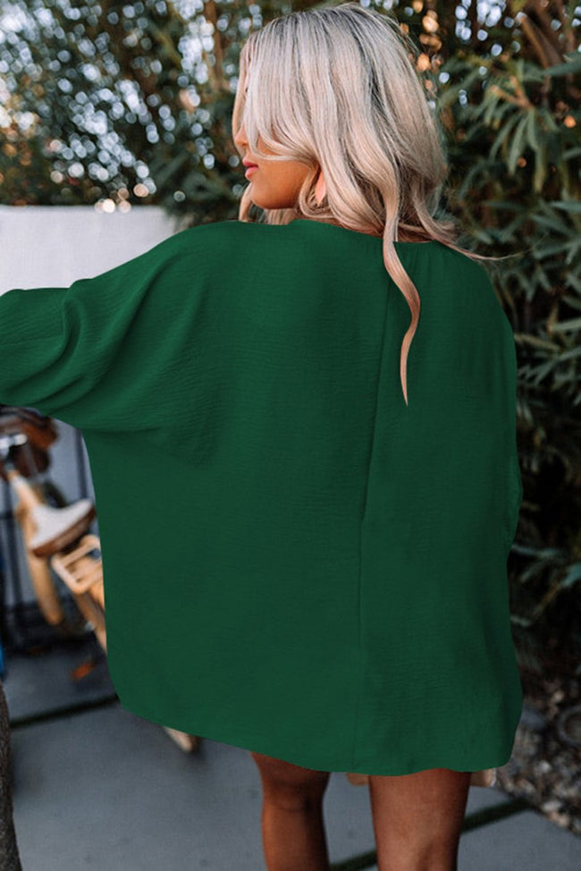 Green Smocked Wrist Shift Top - Luxe Shopping