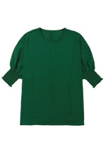 Green Smocked Wrist Shift Top - Luxe Shopping