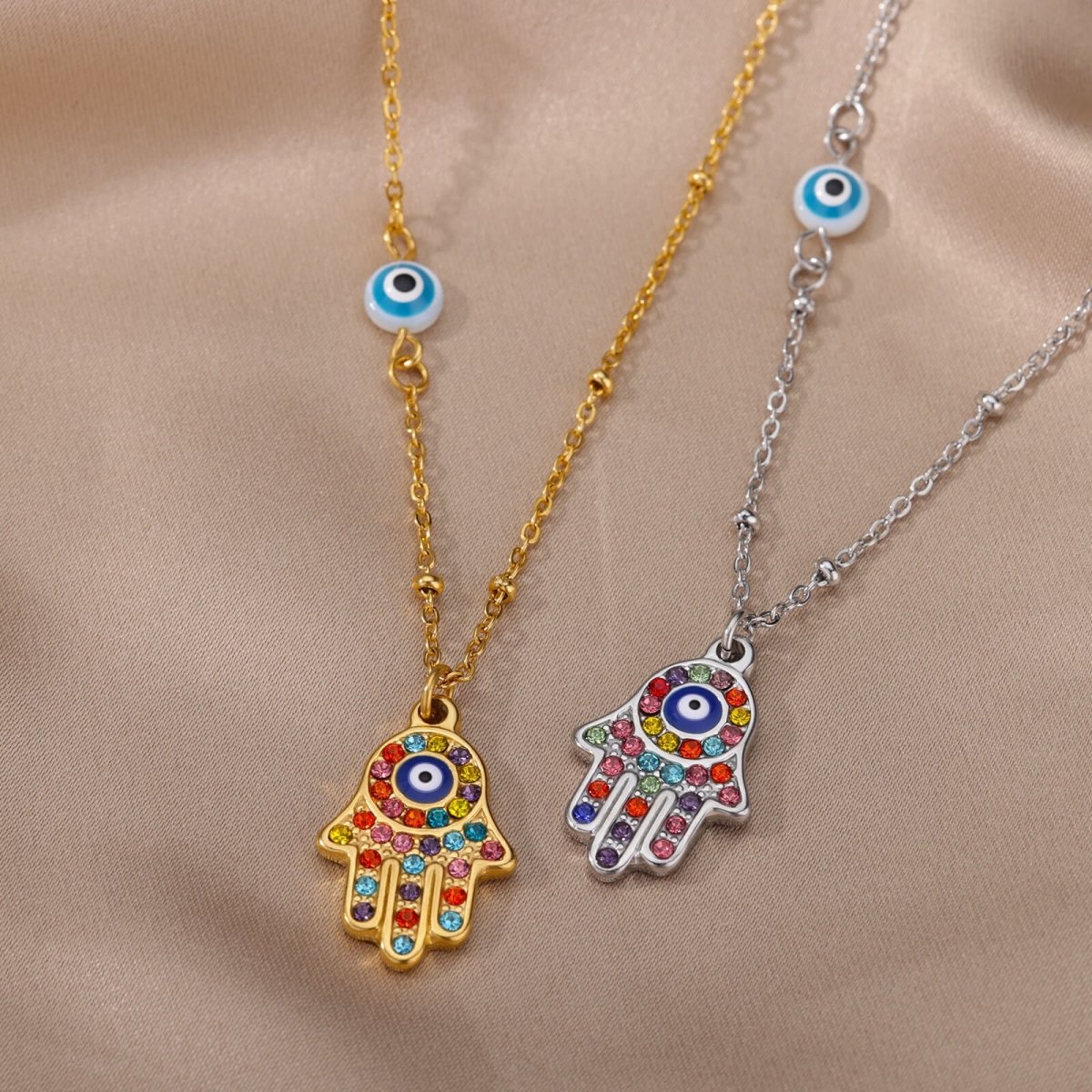 Hamsa Hand Necklace & Pendant - 2 Colors - Luxe Shopping