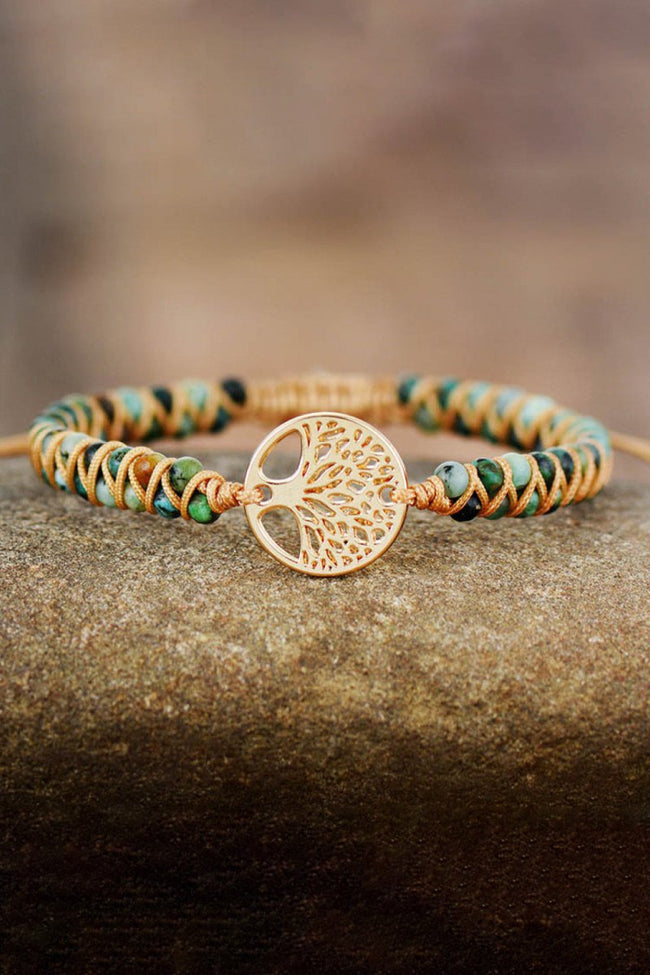 Handmade Tree Shape Beaded Copper Bracelet - Luxe Shopping