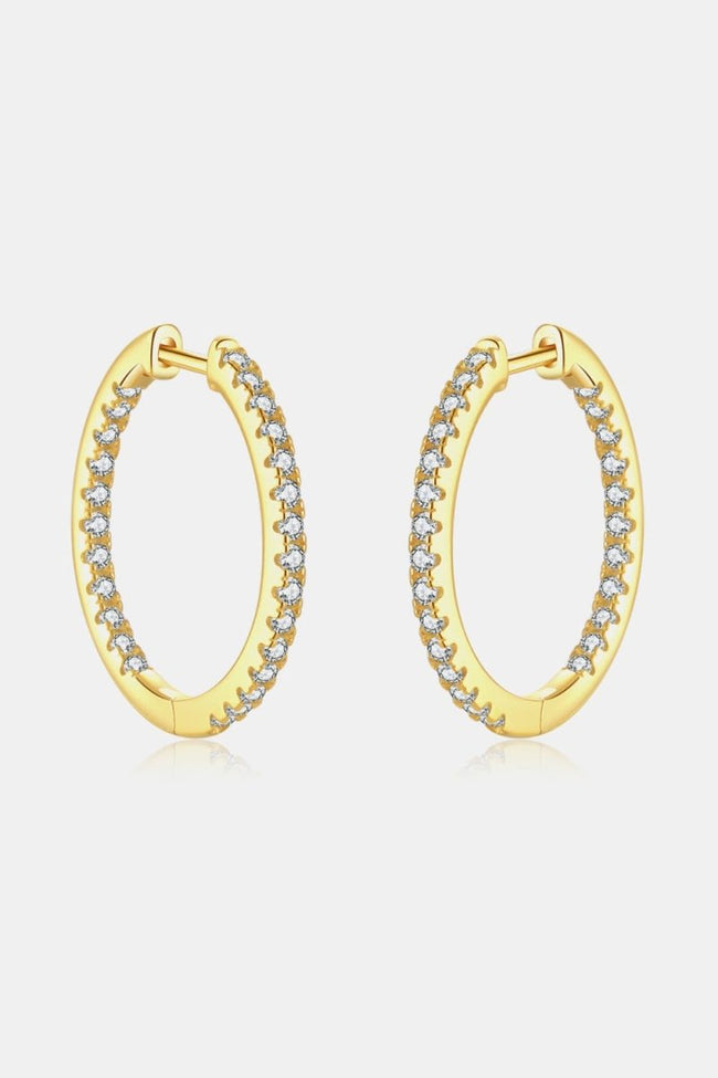 Inlaid Zircon 18K Gold-Plated or Silver Huggie Earrings - Luxe Shopping