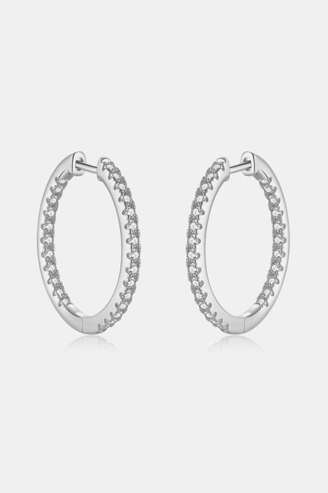 Inlaid Zircon 18K Gold-Plated or Silver Huggie Earrings - Luxe Shopping