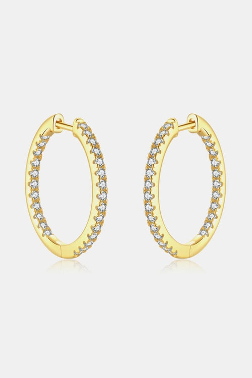 Inlaid Zircon 18K Gold-Plated or Silver Huggie Earrings