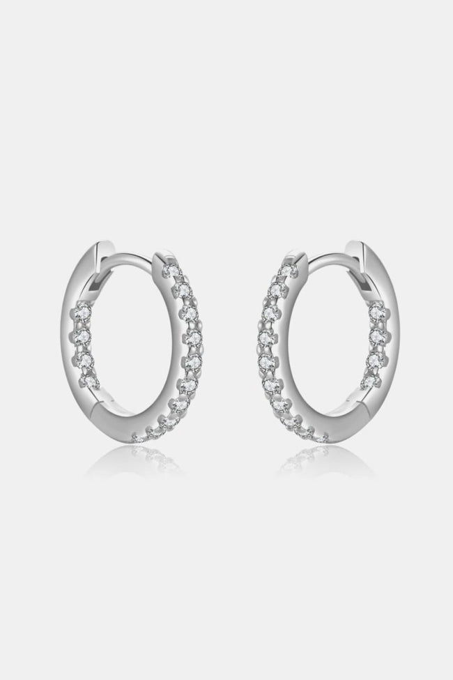 Inlaid Zircon 925 Sterling Silver or 18K Gold-Plated Huggie Earrings - Luxe Shopping