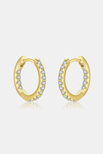 Inlaid Zircon 925 Sterling Silver or 18K Gold-Plated Huggie Earrings - Luxe Shopping