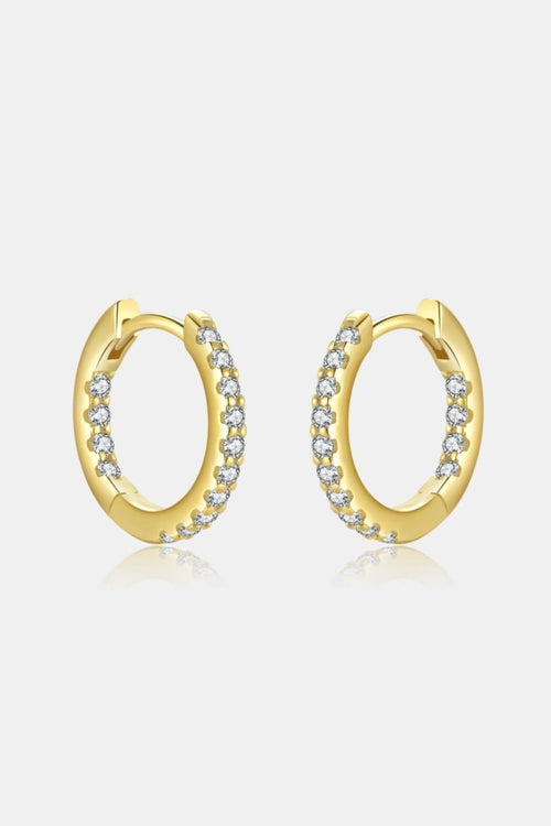 Inlaid Zircon 925 Sterling Silver or 18K Gold-Plated Huggie Earrings