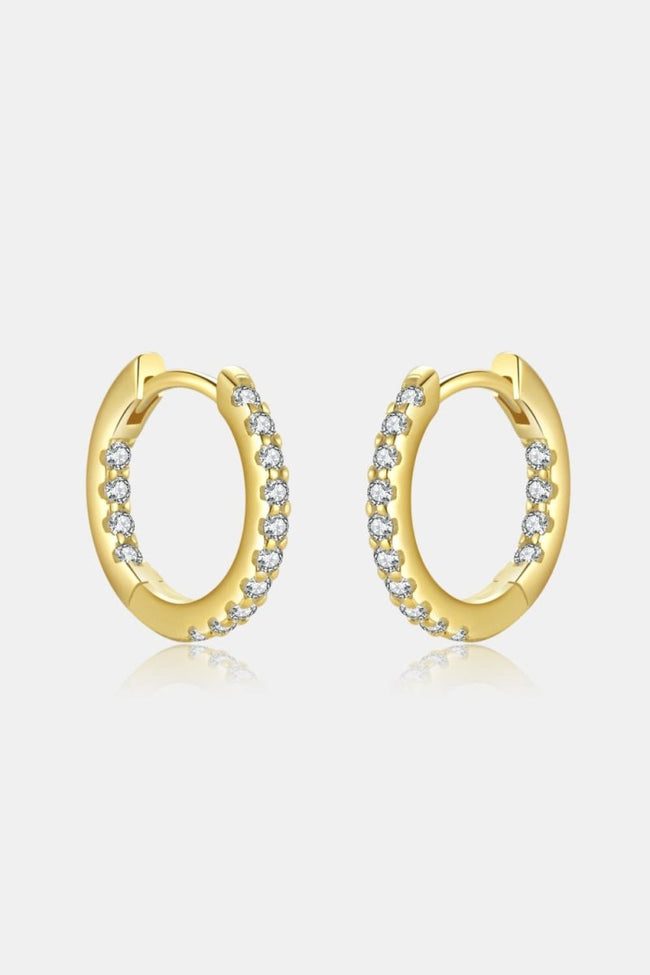 Inlaid Zircon 925 Sterling Silver or 18K Gold-Plated Huggie Earrings - Luxe Shopping