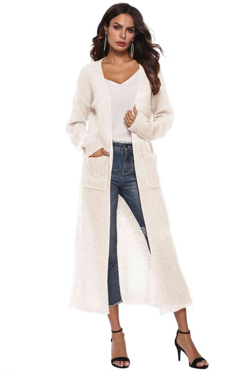 Long Sleeve Open Front Buttoned Cardigan - 9 Colors - Luxe Shopping