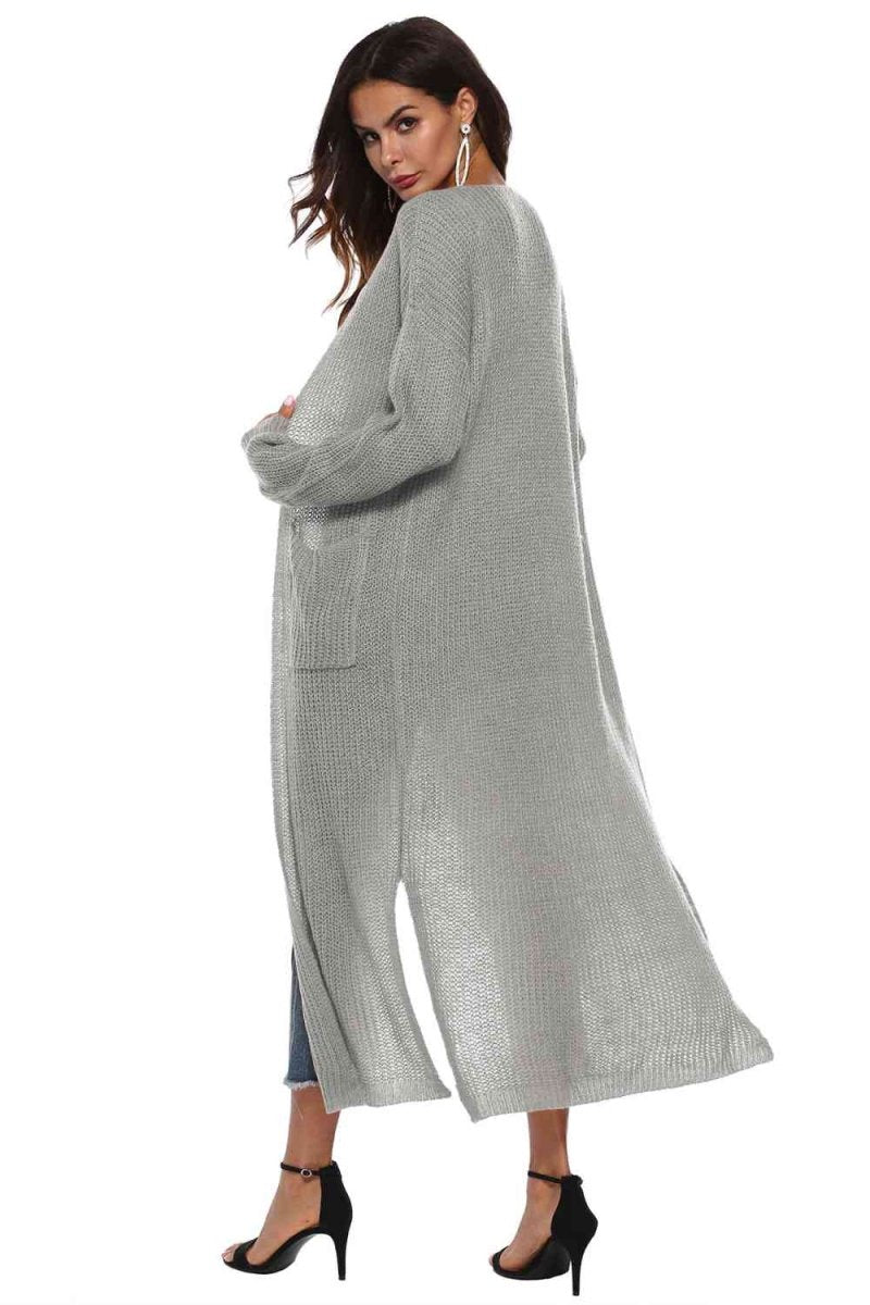 Long Sleeve Open Front Buttoned Cardigan - 9 Colors - Luxe Shopping