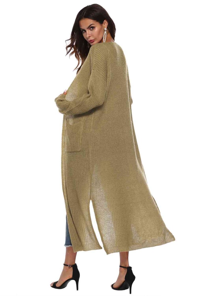 Long Sleeve Open Front Buttoned Cardigan - 9 Colors - Luxe Shopping