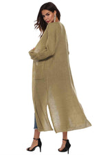 Long Sleeve Open Front Buttoned Cardigan - 9 Colors - Luxe Shopping