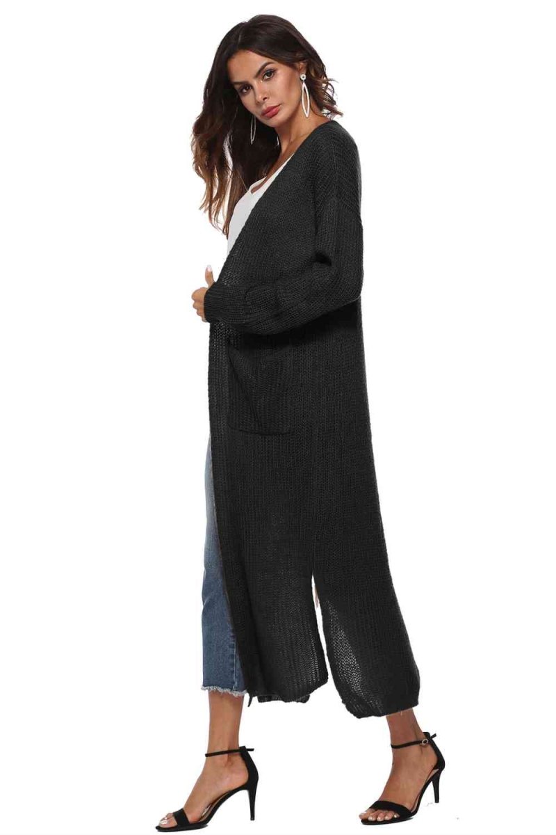 Long Sleeve Open Front Buttoned Cardigan - 9 Colors - Luxe Shopping