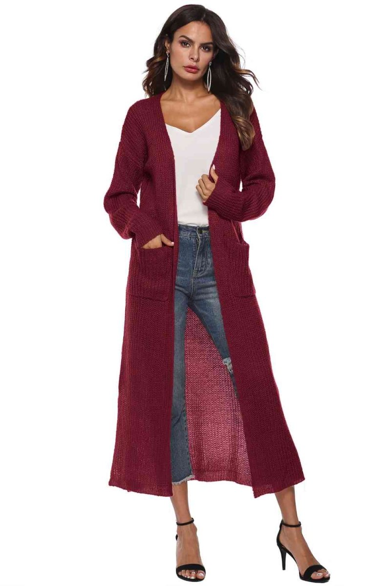 Long Sleeve Open Front Buttoned Cardigan - 9 Colors - Luxe Shopping