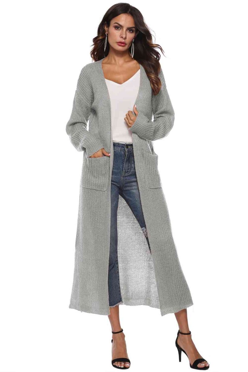 Long Sleeve Open Front Buttoned Cardigan - 9 Colors - Luxe Shopping