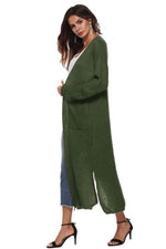 Long Sleeve Open Front Buttoned Cardigan - 9 Colors - Luxe Shopping