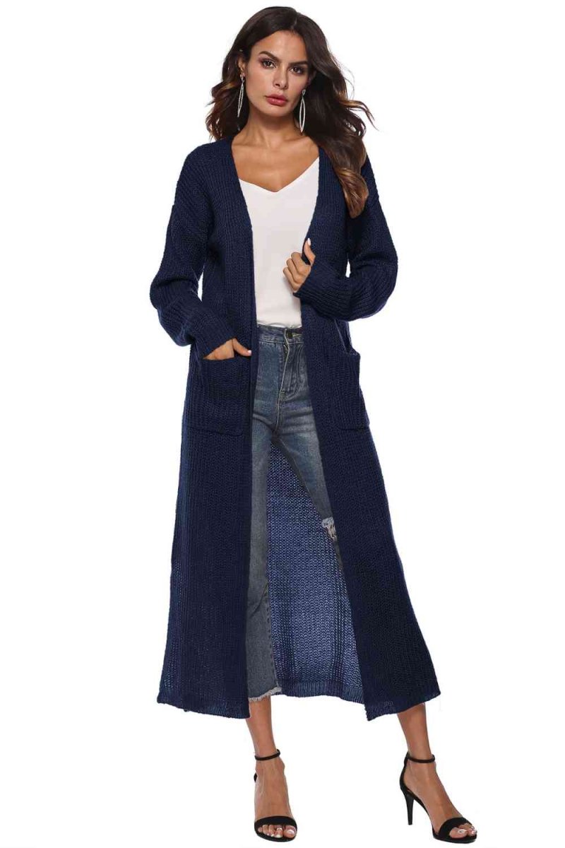 Long Sleeve Open Front Buttoned Cardigan - 9 Colors - Luxe Shopping