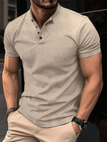 Men's Button Henley Collar Sports Polo Shirt - 5 Colors - Luxe Shopping