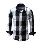 Men's leisure long sleeve shirt plaid - 4 Colors - Luxe Shopping