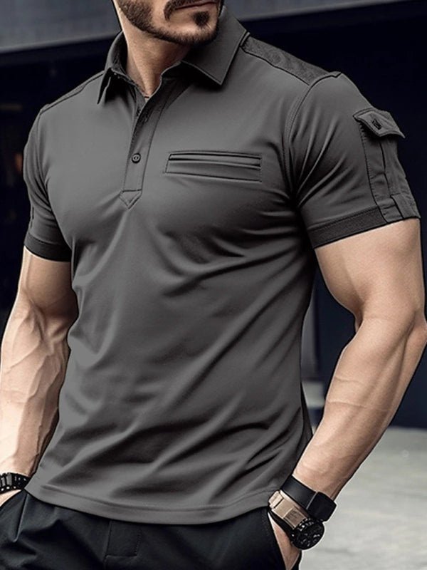Men's Polo Shirt Pocket Muscle Sports - 5 Colors - Luxe Shopping