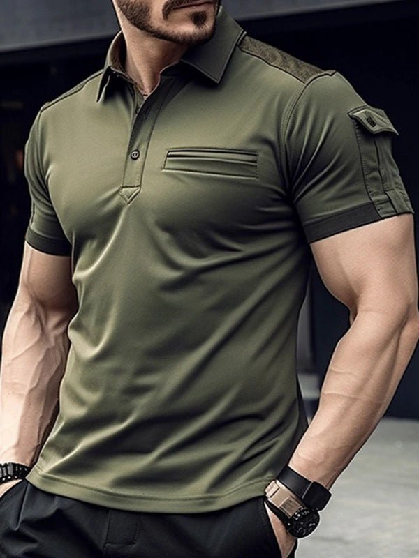 Men's Polo Shirt Pocket Muscle Sports - 5 Colors - Luxe Shopping