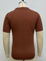 Men's striped jacquard Short-sleeved business casual Polo shirt - 3 Colors - Luxe Shopping