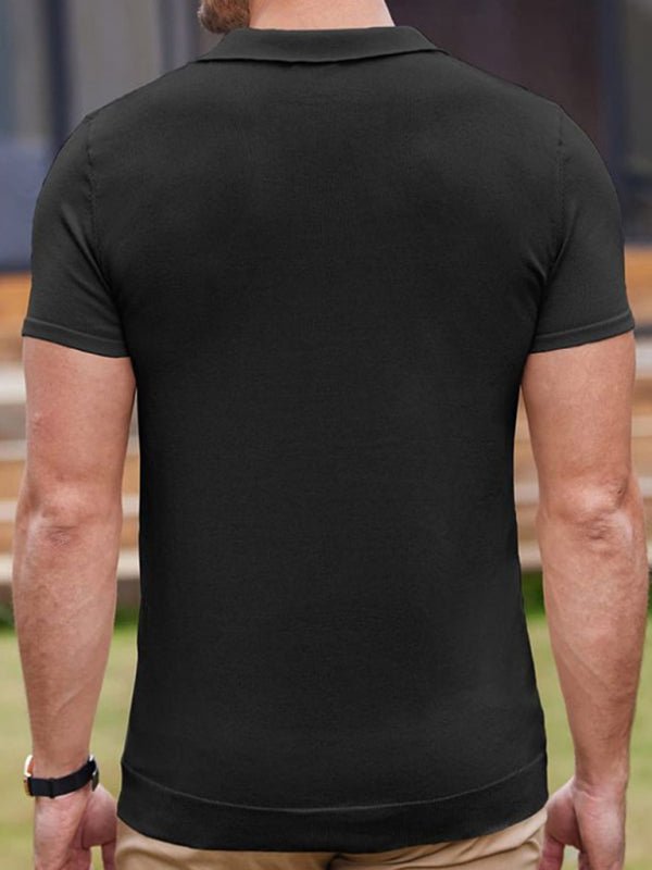 Men's striped jacquard Short-sleeved business casual Polo shirt - 3 Colors - Luxe Shopping