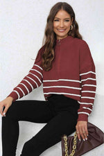 Mock Neck Long Sleeve Zip-Up Sweater - 5 Colors - Luxe Shopping