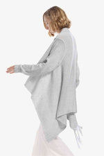 One-Button Tassel Tie Asymmetrical Hem Cardigan - 4 Colors - Luxe Shopping