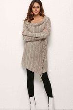 One-Button Tassel Tie Asymmetrical Hem Cardigan - 4 Colors - Luxe Shopping